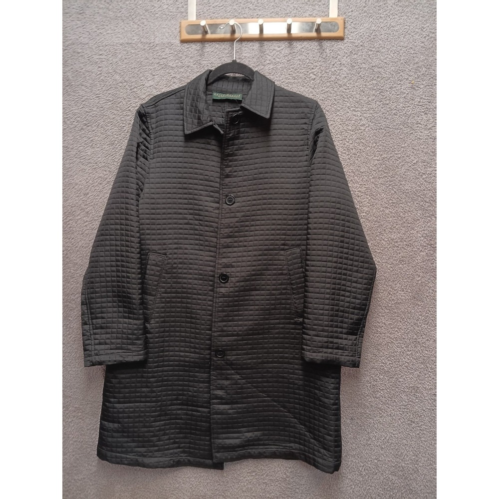 Women's Bernard Holtzman Quilted Coat Black Button Front Jacket Lightweight